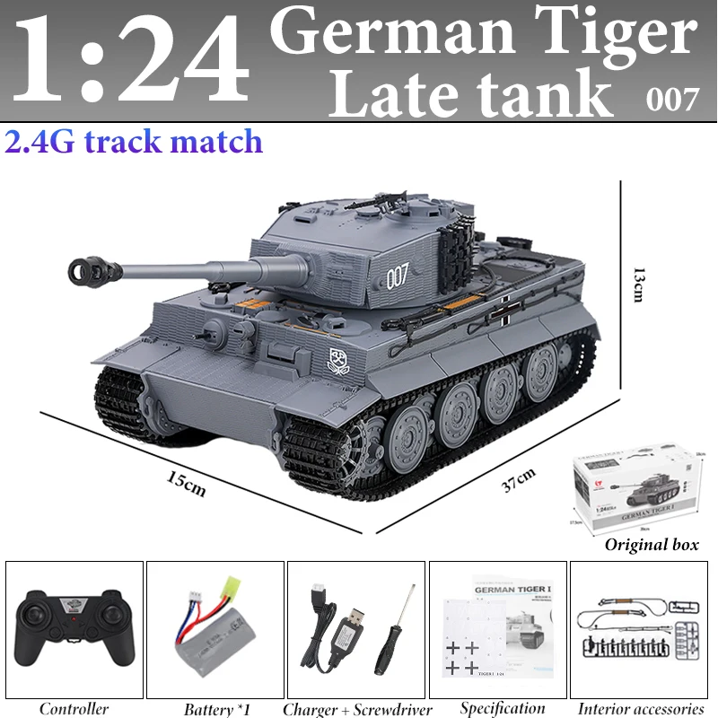 RC 1/24 Battle Tank Tiger I Модель Taigen Пульт дистанционного управления Инфракрасные боевые военные танки Мини-автомобили Радиоуправляемая игрушка TH23571
RC 1/24 Battle Tank Tiger I Модель Taigen Пульт дистанционного управления Инфракрасные боевые военные танки Мини-автомобили Радиоуправляемая игрушка TH23571