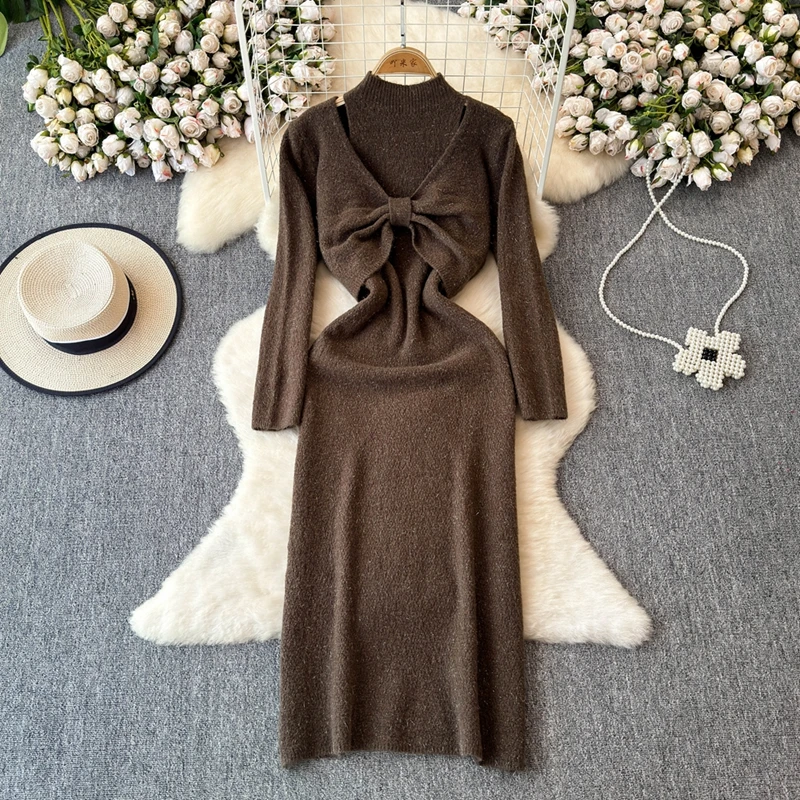 Elegant Women Dress Sets Solid Twist Bows Long Sleeve Smock Shirt+Halter Sleeveless Slim Long Frocks 2pcs Female Autumn Clothing
Elegant Women Dress Sets Solid Twist Bows Long Sleeve Smock Shirt+Halter Sleeveless Slim Long Frocks 2pcs Female Autumn Clothing