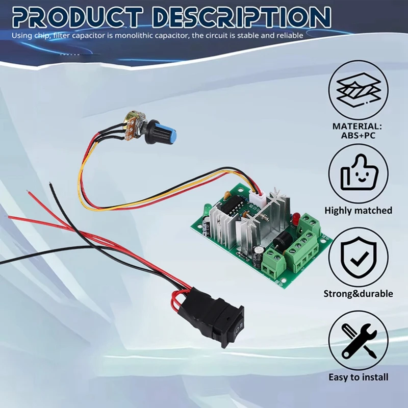 【AT37】PWM регулятор скорости двигателя постоянного тока, переключатель постоянного тока 20 А, регулятор тока 10-60 В, ШИМ-контроллер постоянного тока 150 Вт, 12 В, 24 В, 36 В, 48 В
【AT37】PWM регулятор скорости двигателя постоянного тока, переключатель постоянного тока 20 А, регулятор тока 10-60 В, ШИМ-контроллер постоянного тока 150 Вт, 12 В, 24 В, 36 В, 48 В