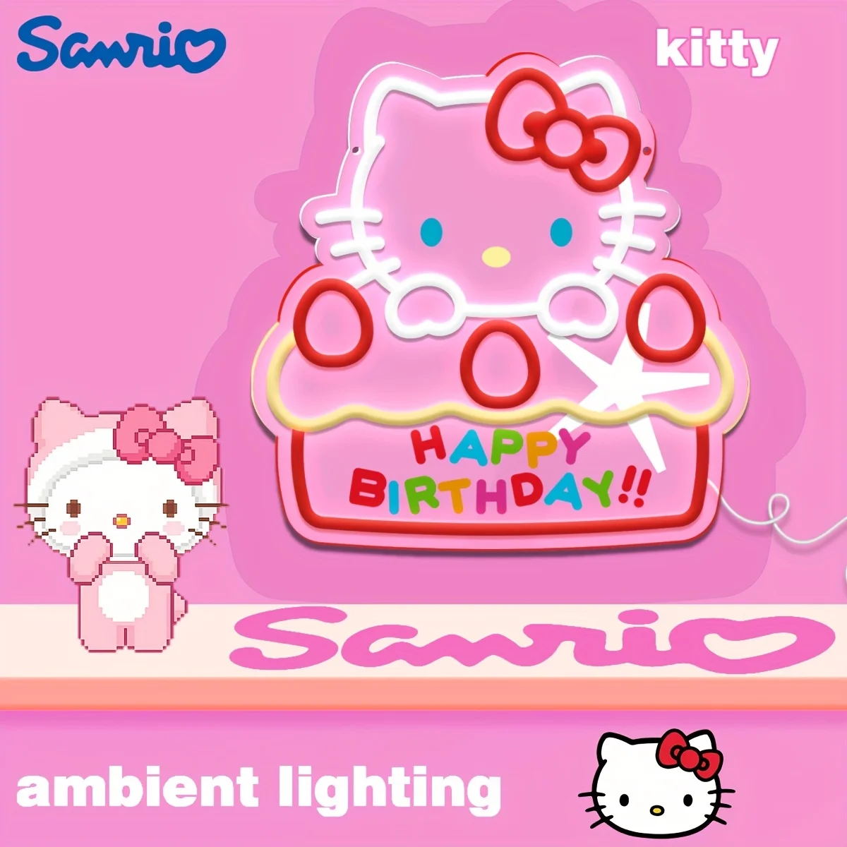 Hello Kitty Birthday Cake LED Neon Sign for Bedroom Home Decor Birthday Party Celebration Cute Gift Happy Birthday Neon Light
Hello Kitty Birthday Cake LED Neon Sign for Bedroom Home Decor Birthday Party Celebration Cute Gift Happy Birthday Neon Light