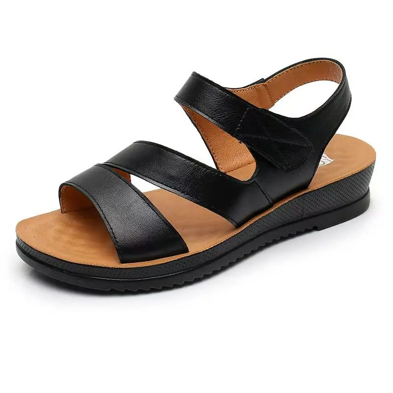 Women's Summer New Leather Open Toe Flat Sole Sandals Soft Sole Non Slip Lightweight Velcro Middle Aged And Elderly Sandals
Women's Summer New Leather Open Toe Flat Sole Sandals Soft Sole Non Slip Lightweight Velcro Middle Aged And Elderly Sandals
