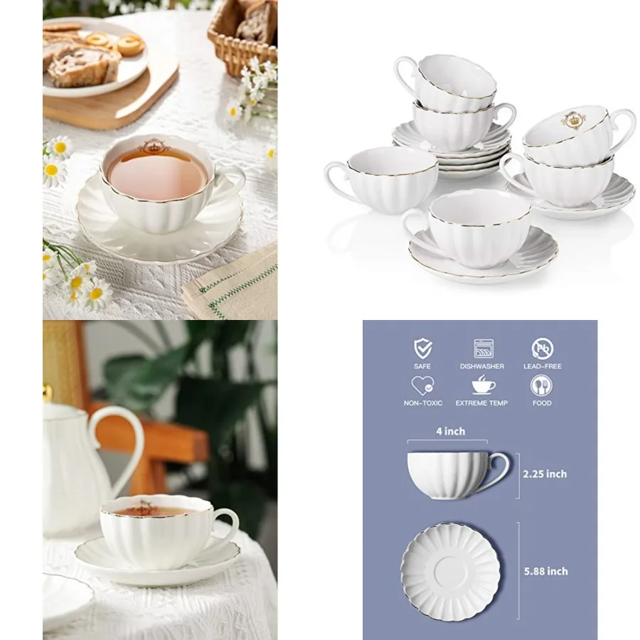 Royal Tea Cups and Saucers, with Gold Trim and Gift Box, British Coffee Cups, Tea Cup Set, Porcelain Tea Set, Cappuccino Cups,
Royal Tea Cups and Saucers, with Gold Trim and Gift Box, British Coffee Cups, Tea Cup Set, Porcelain Tea Set, Cappuccino Cups,