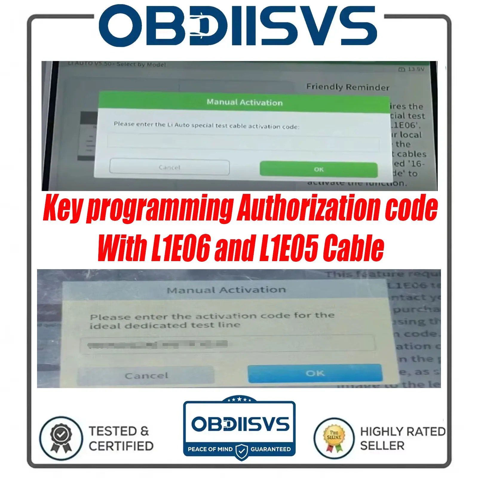 Xtool key programming authorization code Work on L1E06 and L1E05 Automobiles Diagnostic Cable
Xtool key programming authorization code Work on L1E06 and L1E05 Automobiles Diagnostic Cable