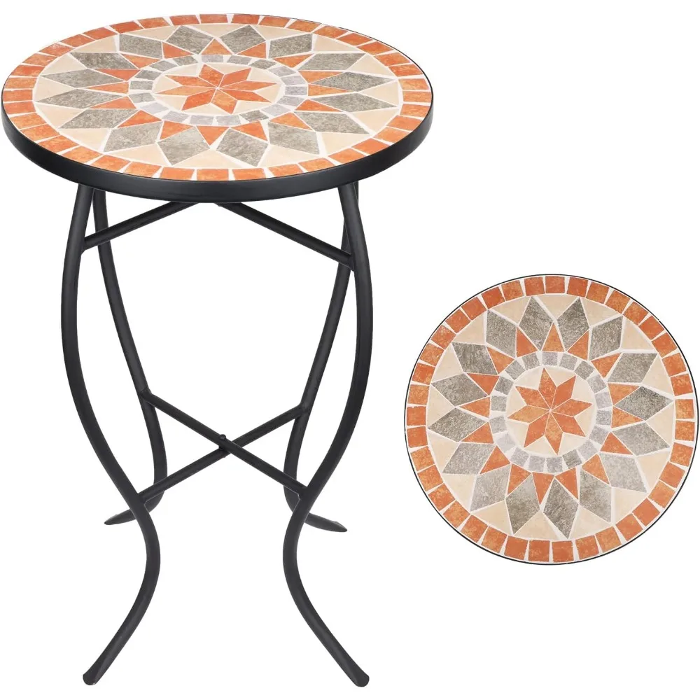 VCUTEKA Mosaic Side Table, 21" Round End Table with 14" Ceramic Tile Top, Patio Accent Table Indoor and Outdoor End Table for Ya
VCUTEKA Mosaic Side Table, 21" Round End Table with 14" Ceramic Tile Top, Patio Accent Table Indoor and Outdoor End Table for Ya