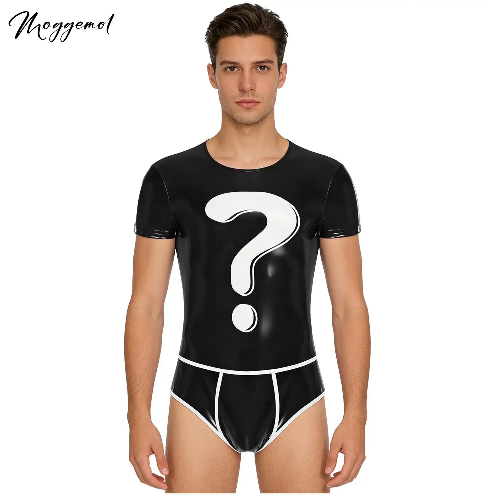 Мужское блестящее кожаное боди металлик с рисунком вопросительного знака, выпуклая сумка с короткими рукавами, облегающий купальник, комбинезон для вечеринки, Клубная одежда
Мужское блестящее кожаное боди металлик с рисунком вопросительного знака, выпуклая сумка с короткими рукавами, облегающий купальник, комбинезон для вечеринки, Клубная одежда