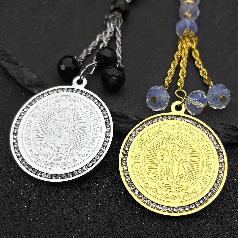 Stainless Steel Virgin Mary Big Crystal Car Pendant for Women Men Our Lady of Guadalupe Amulet Jewelry virgen de guadalupe
Stainless Steel Virgin Mary Big Crystal Car Pendant for Women Men Our Lady of Guadalupe Amulet Jewelry virgen de guadalupe