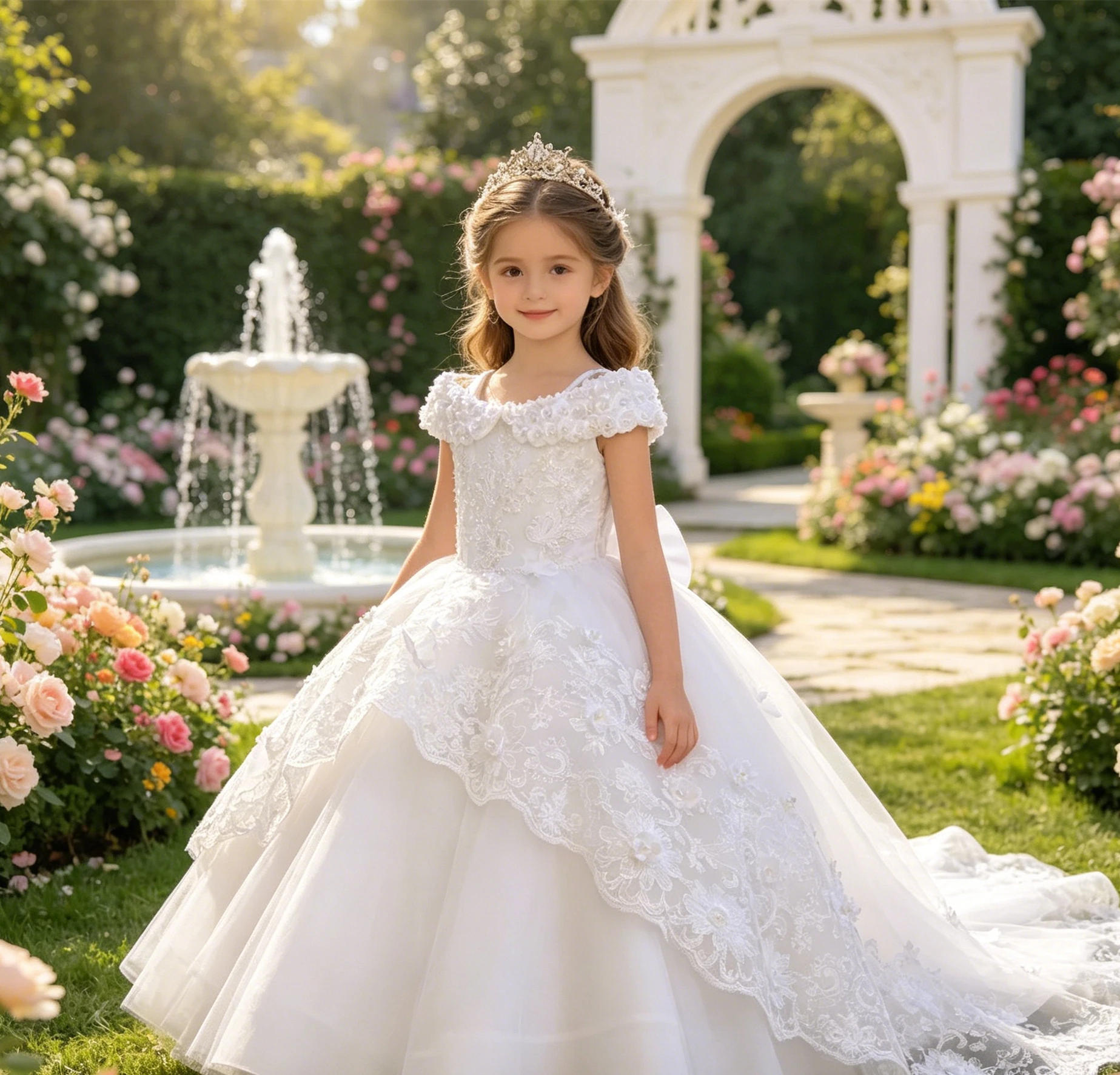 Customized Flower Girl Dress For Wedding Bow Appliques High Waist Floor Length Elegant Kids Birthday First Communion Gown New
Customized Flower Girl Dress For Wedding Bow Appliques High Waist Floor Length Elegant Kids Birthday First Communion Gown New
