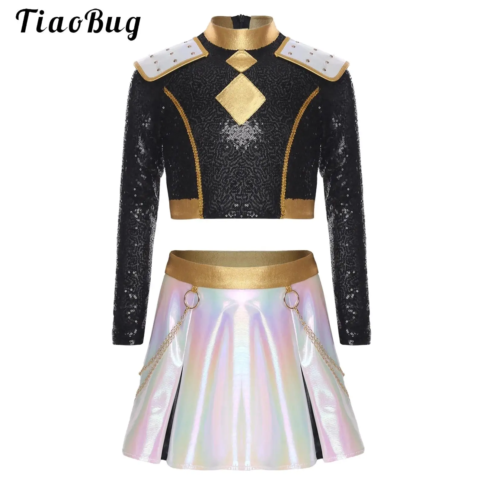 Girls Demon Cosplay Singer Dance Outfit Halloween Anime Idol Roleplay Long Sleeve Sequins Crop Top with Waist Chain Skirt Set
Girls Demon Cosplay Singer Dance Outfit Halloween Anime Idol Roleplay Long Sleeve Sequins Crop Top with Waist Chain Skirt Set