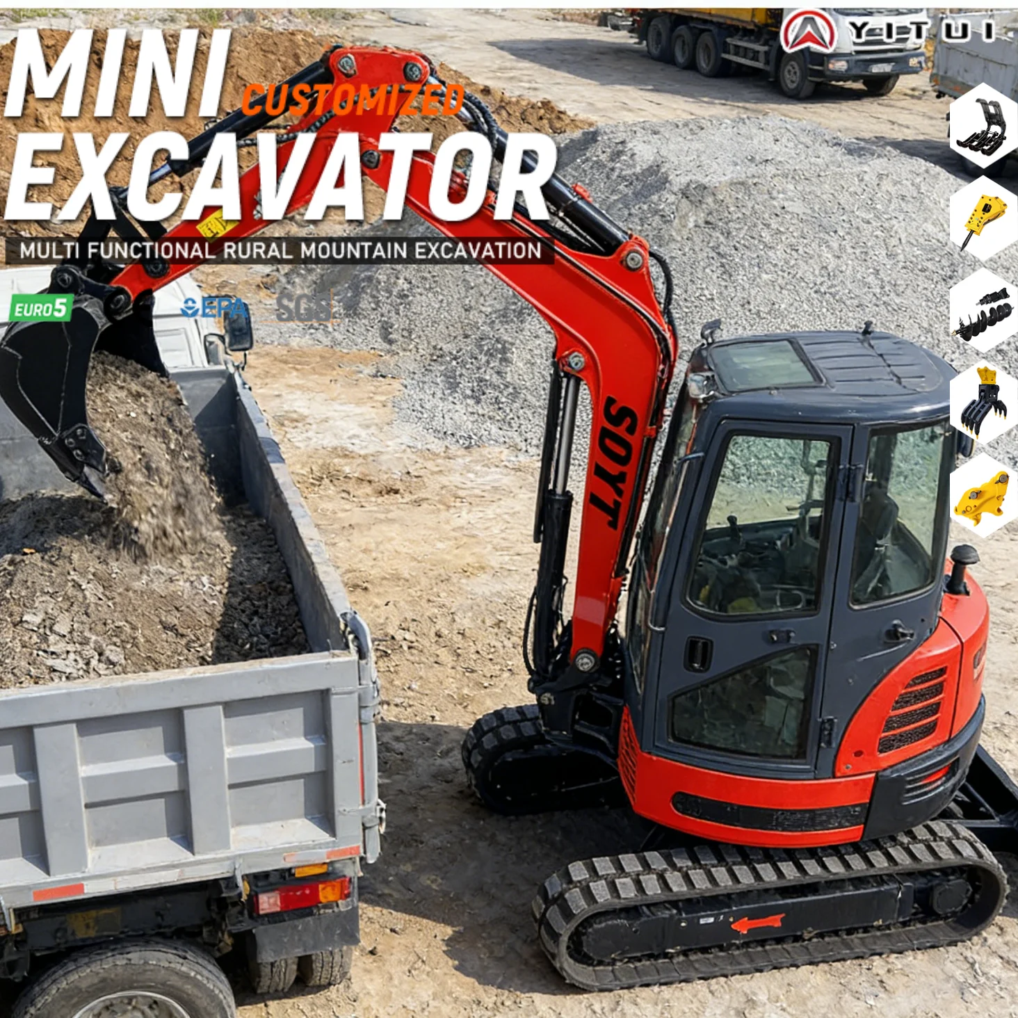 Customized 3.5 Ton Small Excavator Mini Digger with Track Mini Excavator Small Bagger CE/EPA Approved for Home & Commercial Use
Customized 3.5 Ton Small Excavator Mini Digger with Track Mini Excavator Small Bagger CE/EPA Approved for Home & Commercial Use