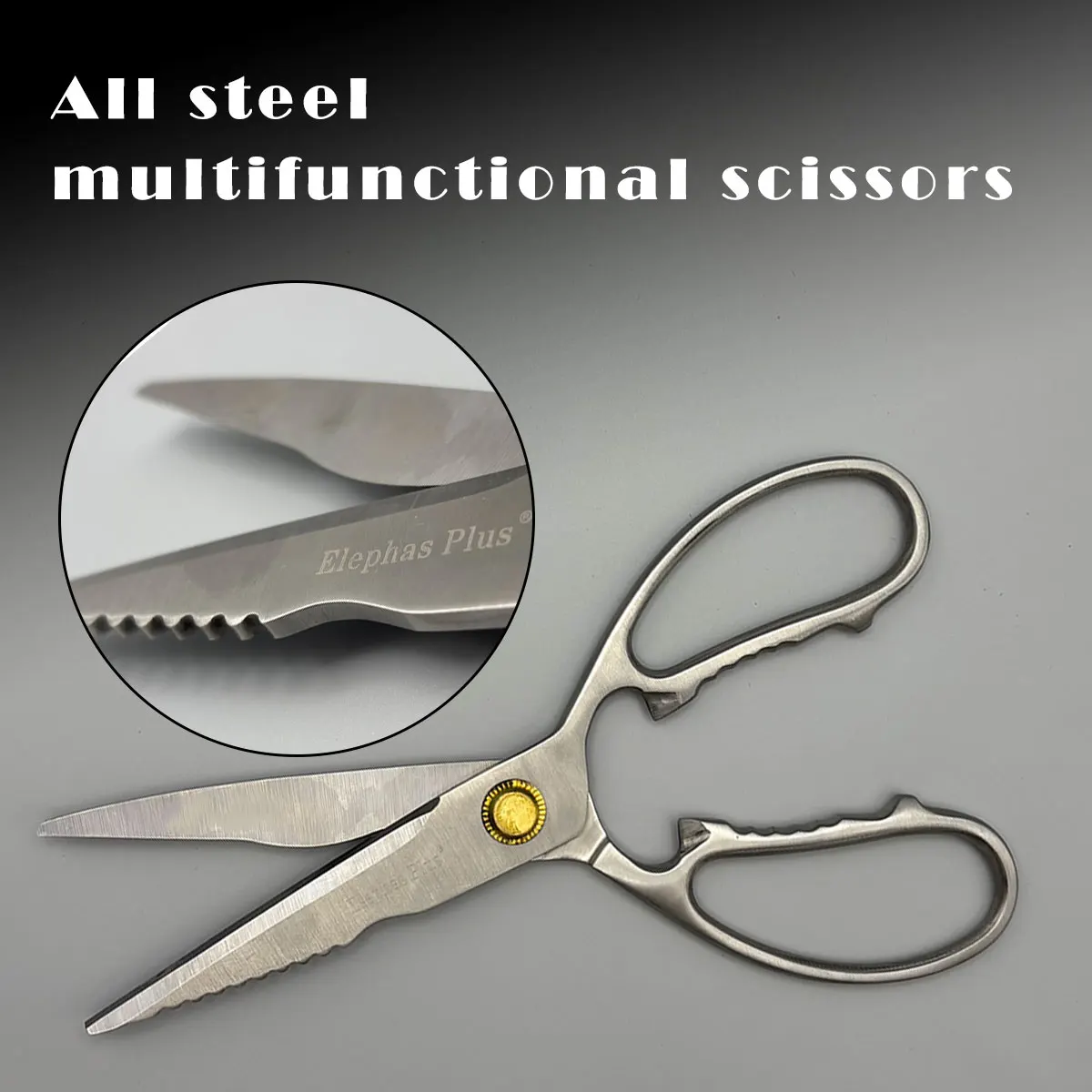 ELephas PLus - Stainless Steel Kitchen Scissors - Heavy Duty Chicken Bone Cutter, Multi-functional for Home & Camping Food Prep
ELephas PLus - Stainless Steel Kitchen Scissors - Heavy Duty Chicken Bone Cutter, Multi-functional for Home & Camping Food Prep