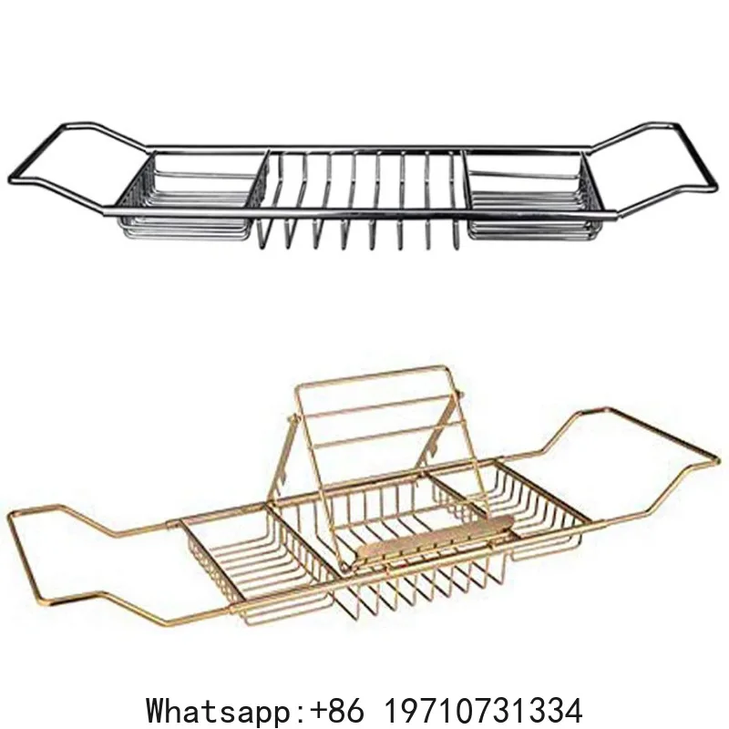 Bathtub Shelf Storage Holder Rack Stainless Bathtub Tray Expandable Bath Table Shelf Over Bath Tub Racks Optional with Stand