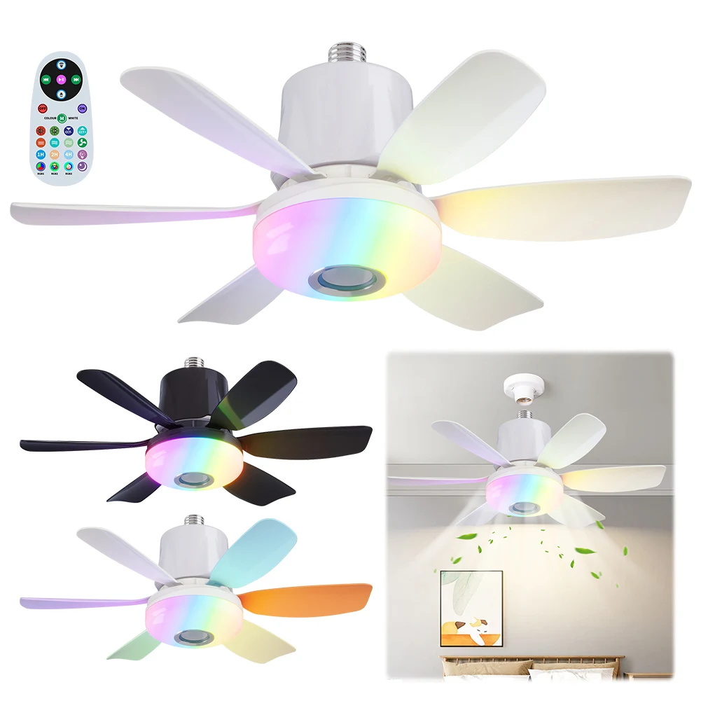 Socket Fan Light with Remote Ceiling Fan with Light Dimmable Socket Ceiling Fan RGB Light Light Bulb Fan for Living Room Bedroom
Socket Fan Light with Remote Ceiling Fan with Light Dimmable Socket Ceiling Fan RGB Light Light Bulb Fan for Living Room Bedroom