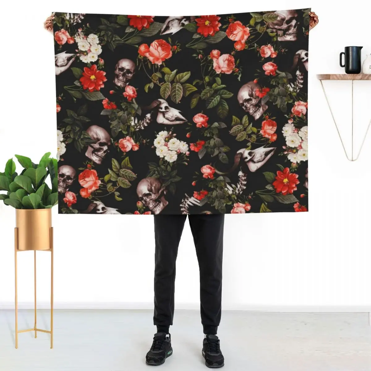 Skull and Floral Pattern Throw Blanket Cozy Throw Blanket for Bed Sofa Chair
Skull and Floral Pattern Throw Blanket Cozy Throw Blanket for Bed Sofa Chair