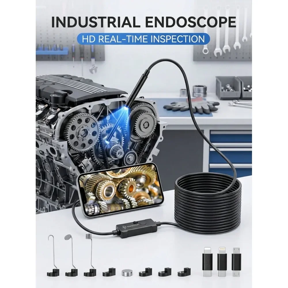 Camera With Light, 1920P HD Borescope Camera With 8 Adjustable LED Lights, 16.4ft SemiRigid Snake Camera With Light, IP67 Water
Camera With Light, 1920P HD Borescope Camera With 8 Adjustable LED Lights, 16.4ft SemiRigid Snake Camera With Light, IP67 Water