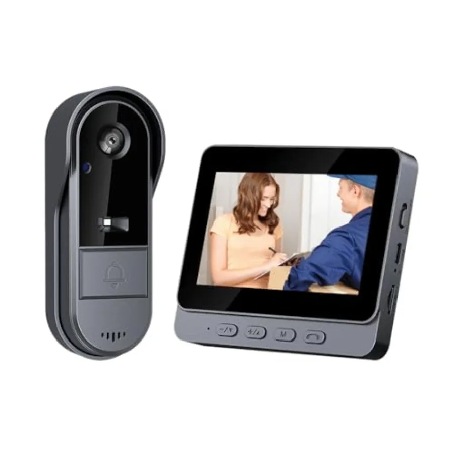 Video Doorbell Wireless Doorbell Camera, with HD 1080P Video, Two-Way Audio, 170° Angle, 4.3" Screen, IPX65 Waterproof for Outd
Video Doorbell Wireless Doorbell Camera, with HD 1080P Video, Two-Way Audio, 170° Angle, 4.3" Screen, IPX65 Waterproof for Outd
