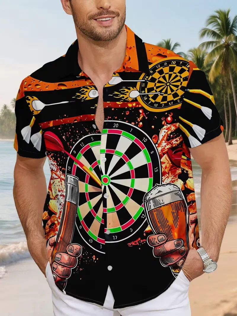 Men's Dart Board & Beer Print Hawaiian Shirt Casual Short Sleeve Button Down Aloha Shirt Fun Dart Game Party Beach Shirts
Men's Dart Board & Beer Print Hawaiian Shirt Casual Short Sleeve Button Down Aloha Shirt Fun Dart Game Party Beach Shirts