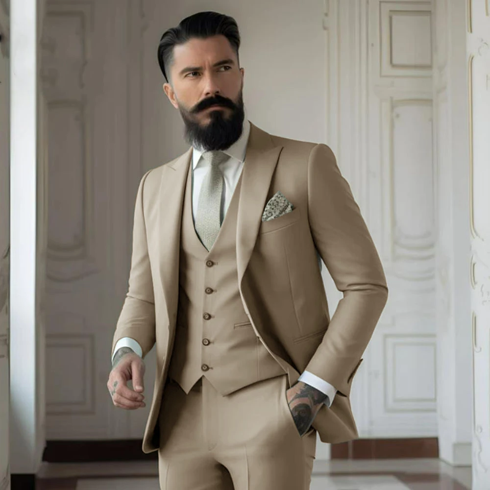 High Quality Solid Color Men's Slim Fit 3 Pieces Suits (Jacket+Vest+Pants) Wedding Groom Set Prom Formal Male Party Blazers
High Quality Solid Color Men's Slim Fit 3 Pieces Suits (Jacket+Vest+Pants) Wedding Groom Set Prom Formal Male Party Blazers