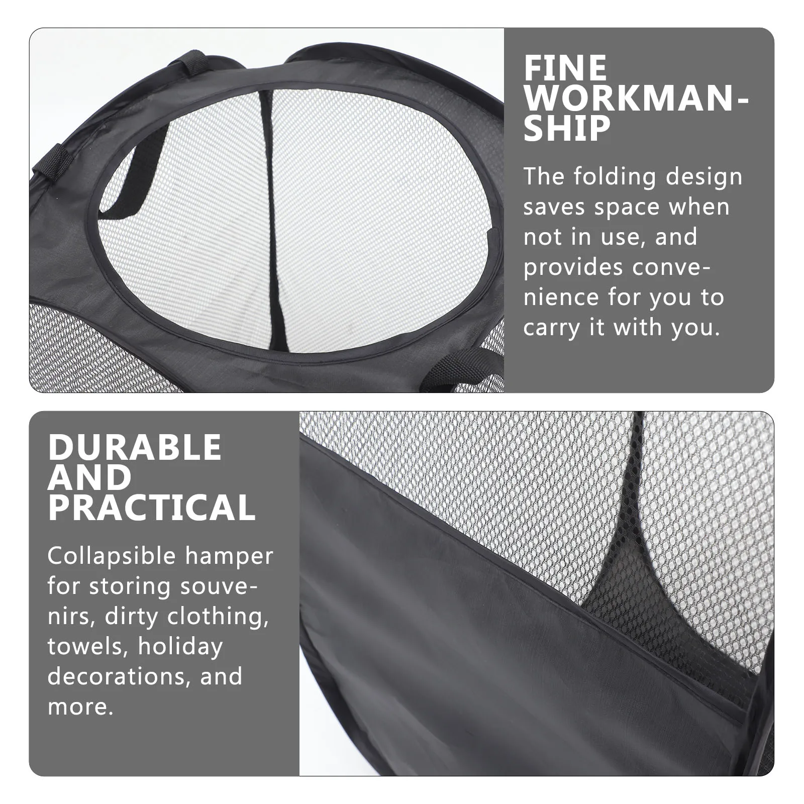 Foldable Laundry Basket Large Capacity Mesh Black Storage Pop up Portable Dirty Clothes Hamper Polyester Material Bedroom
Foldable Laundry Basket Large Capacity Mesh Black Storage Pop up Portable Dirty Clothes Hamper Polyester Material Bedroom