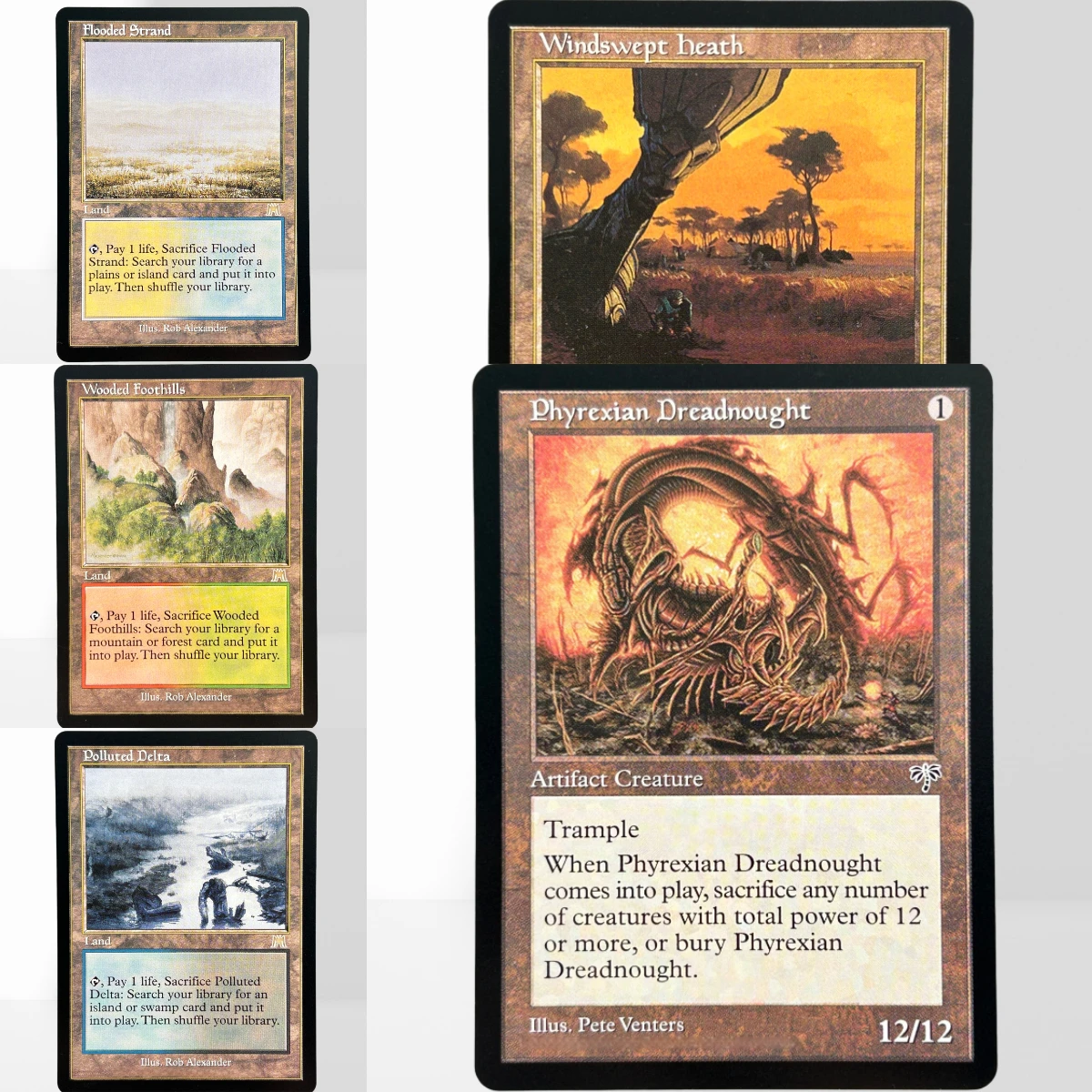 PRE-MODERN-1 TCG magical proxy Phyrexian Dreadnought City of Brass Wooded Foothills Polluted Delta Intuition home play gathering
PRE-MODERN-1 TCG magical proxy Phyrexian Dreadnought City of Brass Wooded Foothills Polluted Delta Intuition home play gathering
