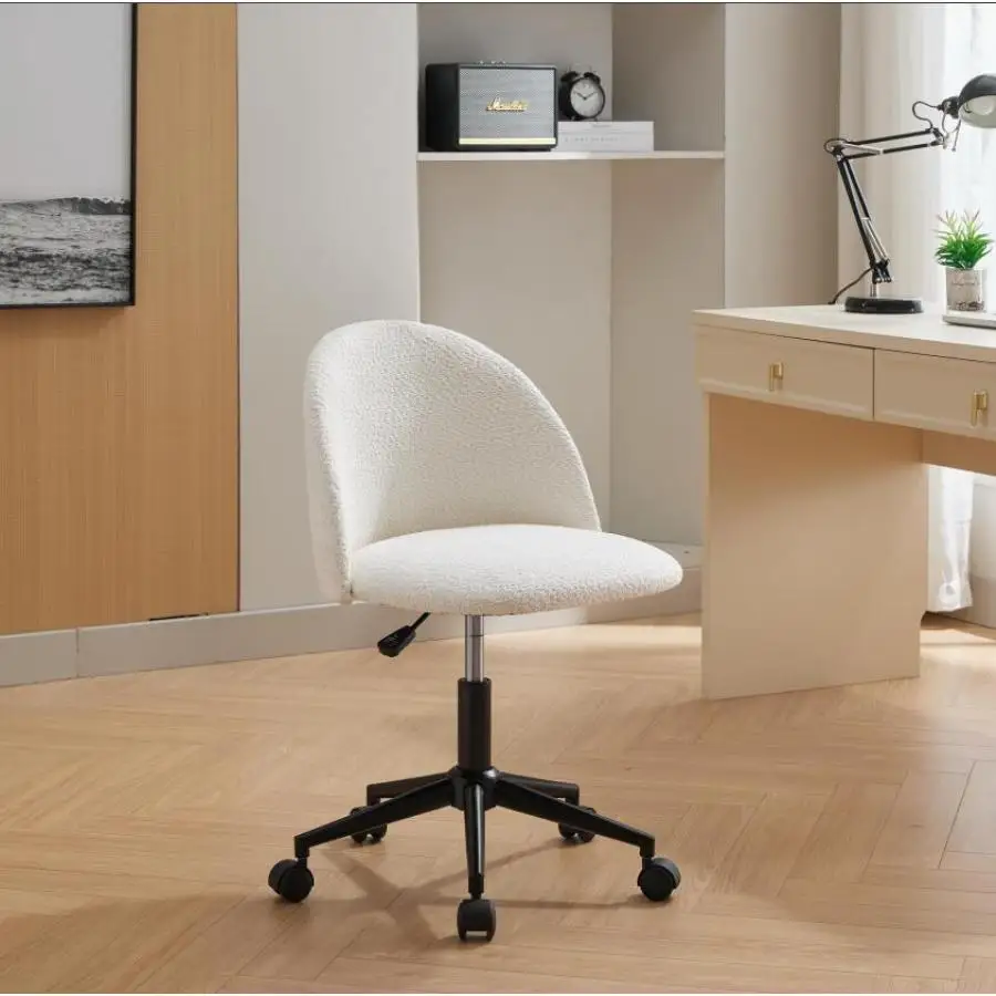 Офисный стул White Boucle, настольный стул, регулируемый вращающийся компьютерный стул со средней спинкой и черными ножками, современный мягкий настольный стул wi
Офисный стул White Boucle, настольный стул, регулируемый вращающийся компьютерный стул со средней спинкой и черными ножками, современный мягкий настольный стул wi