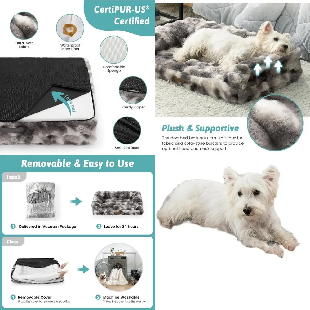 Large Orthopedic Faux Fur Dog Bed with Waterproof Cover and Anti-Slip Base, Tie-dye Grey, 36x27x6.5 inches
Large Orthopedic Faux Fur Dog Bed with Waterproof Cover and Anti-Slip Base, Tie-dye Grey, 36x27x6.5 inches