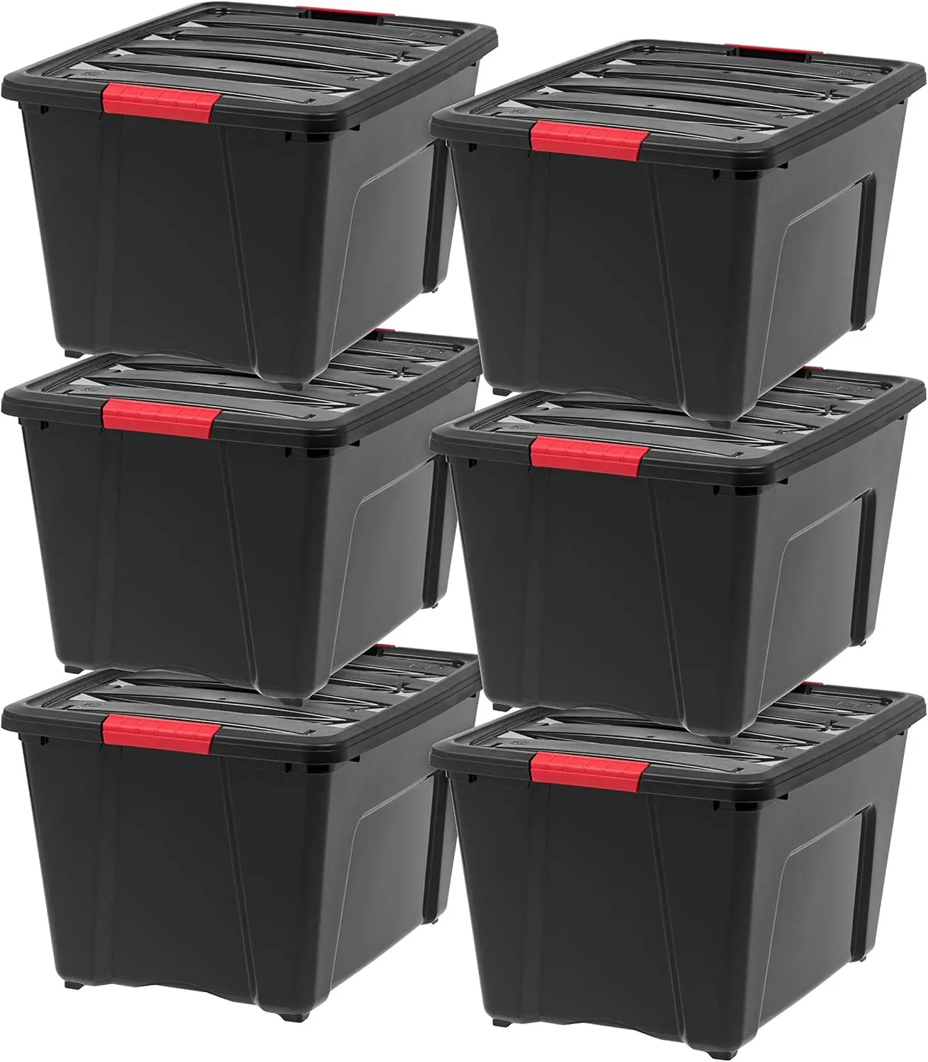 54 QT Plastic Storage Box with Lid and Latches 6 Pack - Stackable Nestable Containers with Secure Pull Handle for Garage
54 QT Plastic Storage Box with Lid and Latches 6 Pack - Stackable Nestable Containers with Secure Pull Handle for Garage