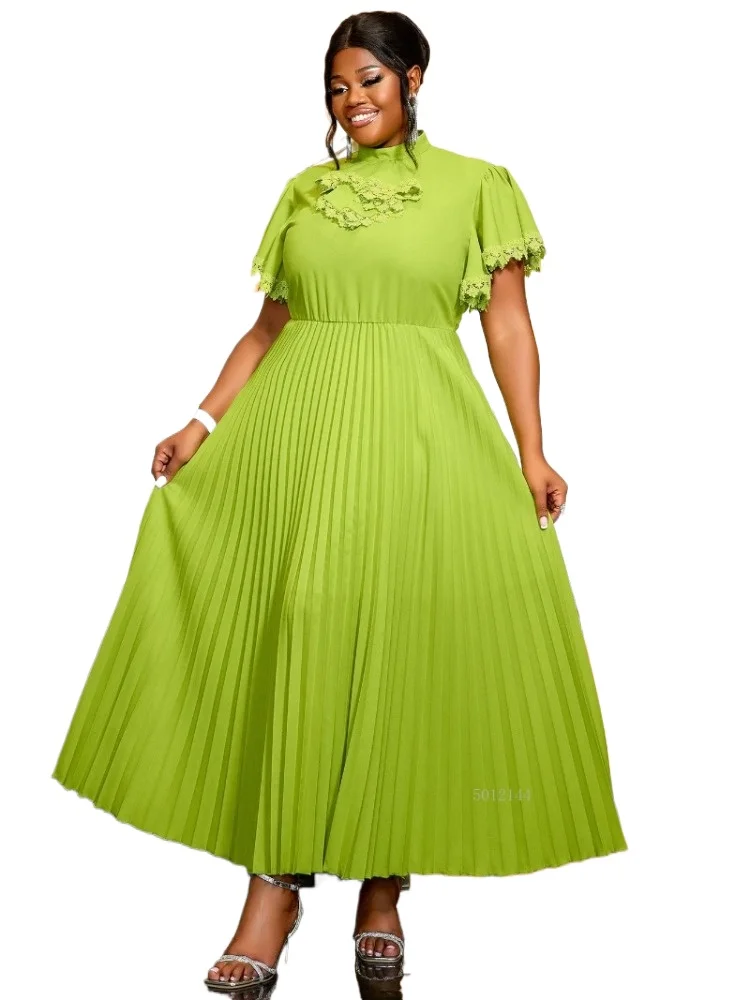 Elegant Church Dresses for Women Green Pleated Party High Collar Bowtie Short Butterfly Sleeve Long A-Line Modest Gowns African
Elegant Church Dresses for Women Green Pleated Party High Collar Bowtie Short Butterfly Sleeve Long A-Line Modest Gowns African