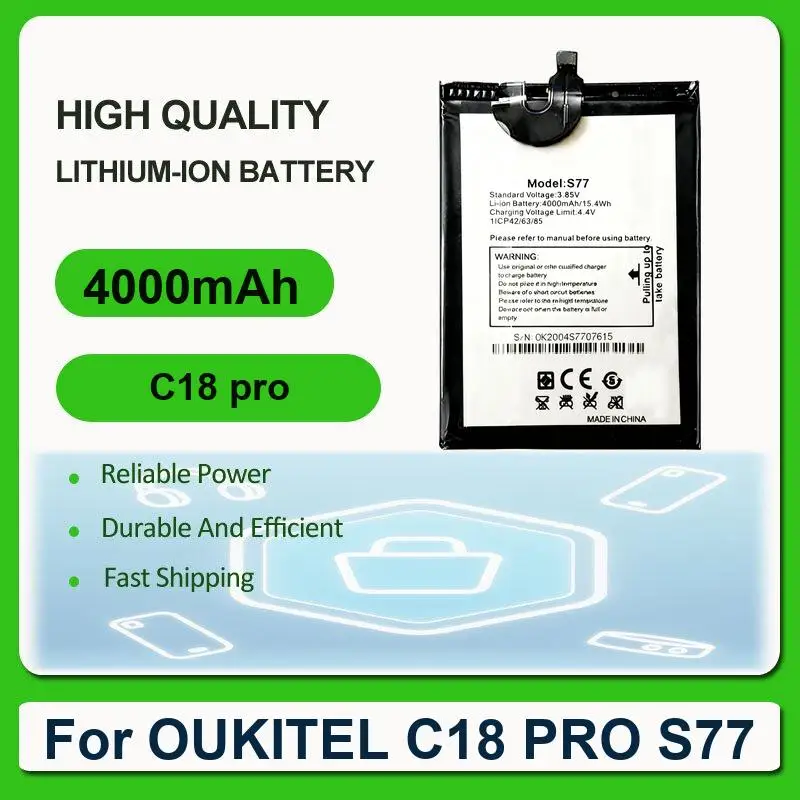 Сменный аккумулятор для мобильного телефона OUKITEL C18 PRO S77 C18 pro 4000 мАч
Сменный аккумулятор для мобильного телефона OUKITEL C18 PRO S77 C18 pro 4000 мАч