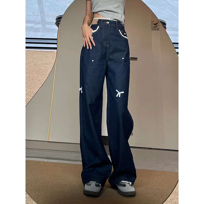 Ladies Spring Summer New Mint Diffuse Wave Bud Edge Design Wide-leg Leans Autumn High Waist Loose Slim Joker Straight Thin Jeans
Ladies Spring Summer New Mint Diffuse Wave Bud Edge Design Wide-leg Leans Autumn High Waist Loose Slim Joker Straight Thin Jeans