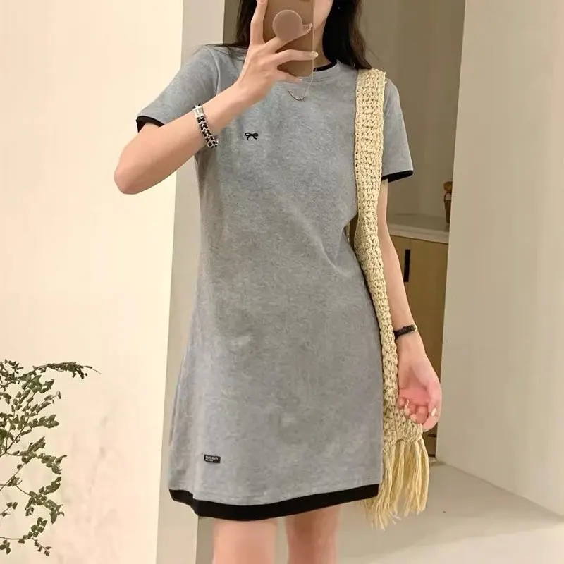 Casual Printed A-Line Dresses Summer Contrasting Colors Patchwork Female Clothing Waist Short Sleeve Korean Basic Midi Dress New
Casual Printed A-Line Dresses Summer Contrasting Colors Patchwork Female Clothing Waist Short Sleeve Korean Basic Midi Dress New