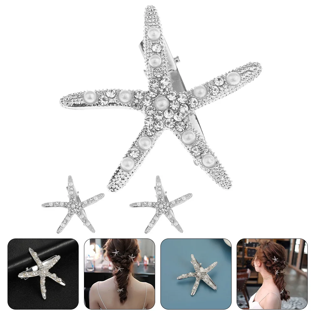 3 Pcs Mermaid Star Barrettes Silver Hairpin Bridal Accessories Bride Clip Headdress
3 Pcs Mermaid Star Barrettes Silver Hairpin Bridal Accessories Bride Clip Headdress