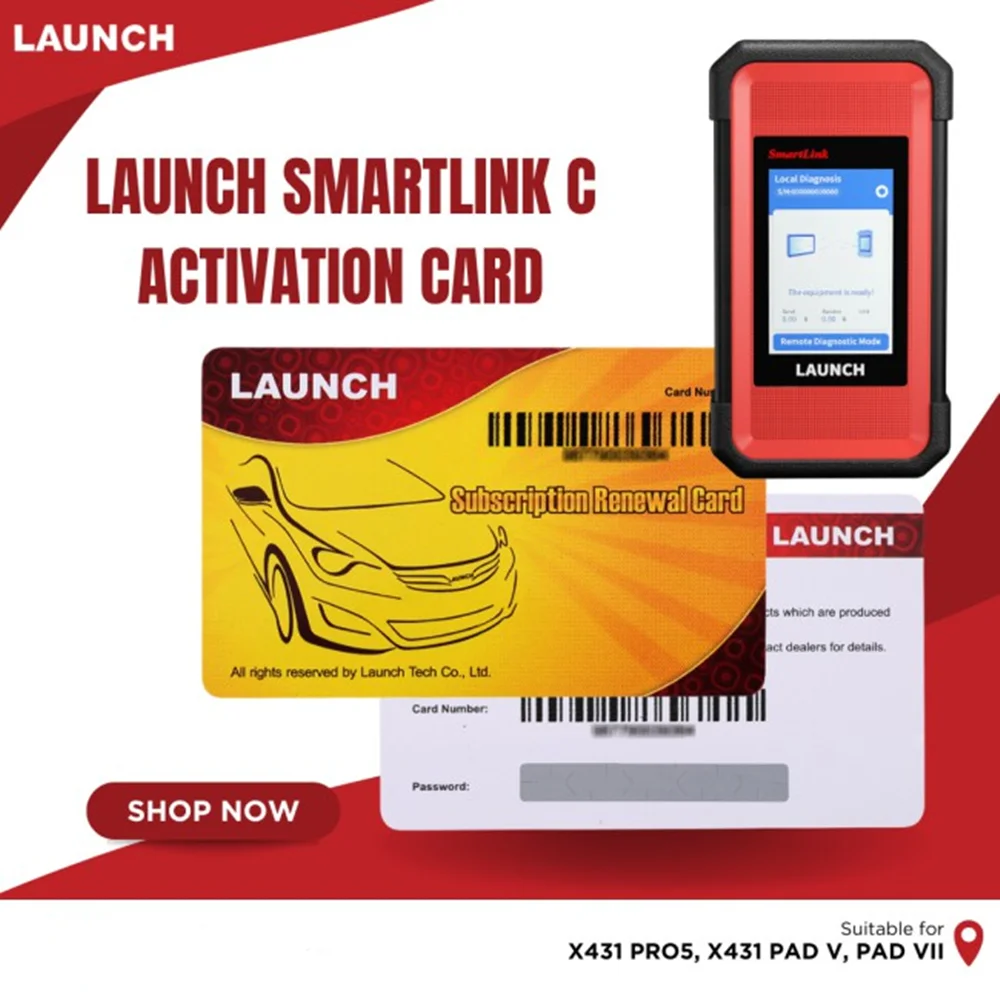 Запуск карты активации X431 Smartlink C (картки раз для пользователей) поставляется с 3-кратным значением в один год
Запуск карты активации X431 Smartlink C (картки раз для пользователей) поставляется с 3-кратным значением в один год