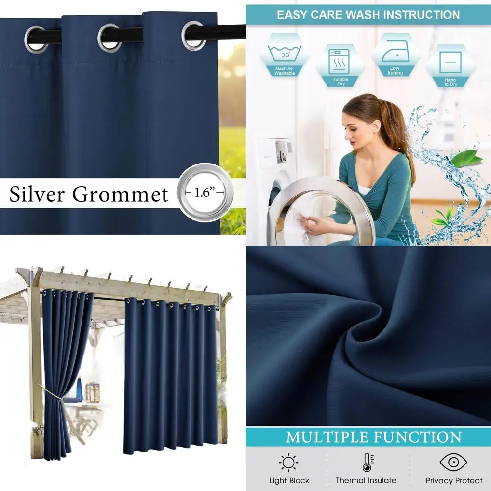 Темно-синие водонепроницаемые уличные шторы с защитой от УФ-излучения, 105x96 дюймов, для патио, балкона и террасы
Темно-синие водонепроницаемые уличные шторы с защитой от УФ-излучения, 105x96 дюймов, для патио, балкона и террасы