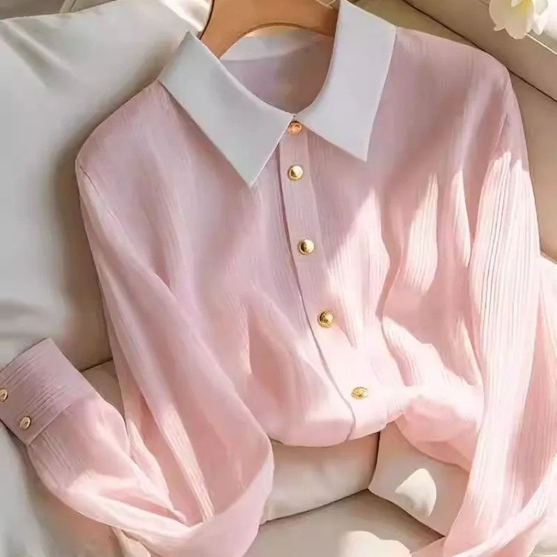 Винтажные женские блузки, однотонные повседневные рубашки, модная свободная летняя корейская одежда, шифоновые женские топы с длинными рукавами
Винтажные женские блузки, однотонные повседневные рубашки, модная свободная летняя корейская одежда, шифоновые женские топы с длинными рукавами