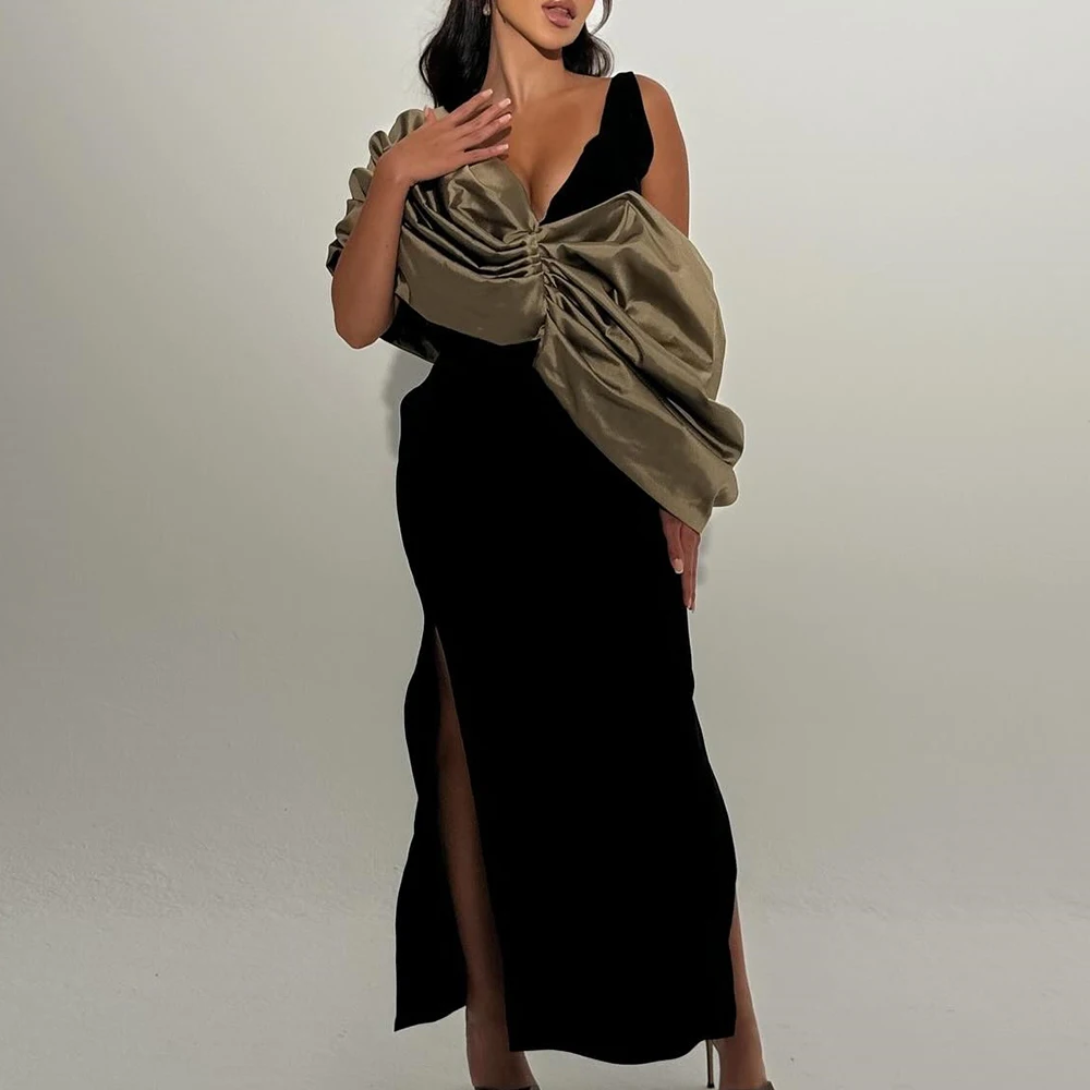 High Quality Pleat Contrast Color V-Neck Ankle Length Side Slit Straight Evening DressJersey Off the Shoulder Vestido De Festa
High Quality Pleat Contrast Color V-Neck Ankle Length Side Slit Straight Evening DressJersey Off the Shoulder Vestido De Festa