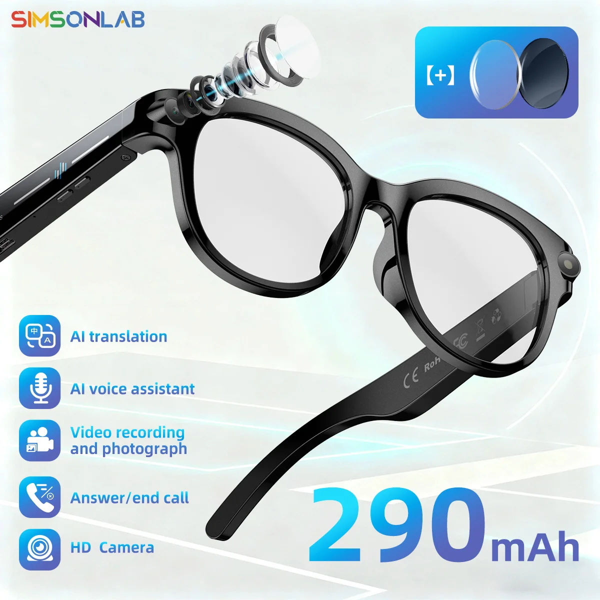 2026 New Smart Glasses AI Translation Dialogue 290mAh Battery HD Camera LED light Meeting Video Record Outdoor Sports Sunglasses
2026 New Smart Glasses AI Translation Dialogue 290mAh Battery HD Camera LED light Meeting Video Record Outdoor Sports Sunglasses