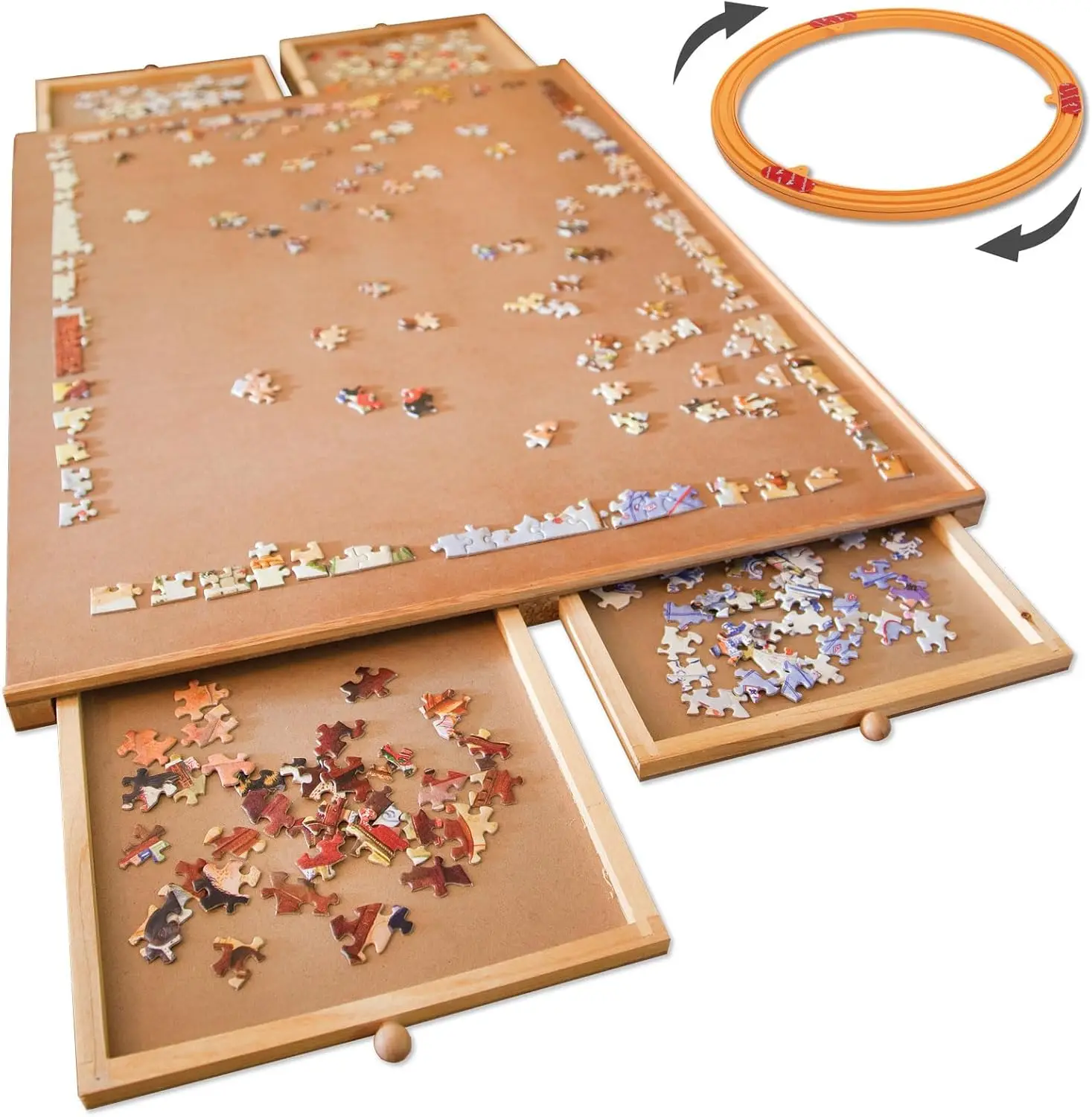 Rotating Puzzle Board with Drawers - 1500 Piece Jigsaw Puzzle Table Organizer with Lazy Susan Spinner - The Original Premium Woo
Rotating Puzzle Board with Drawers - 1500 Piece Jigsaw Puzzle Table Organizer with Lazy Susan Spinner - The Original Premium Woo