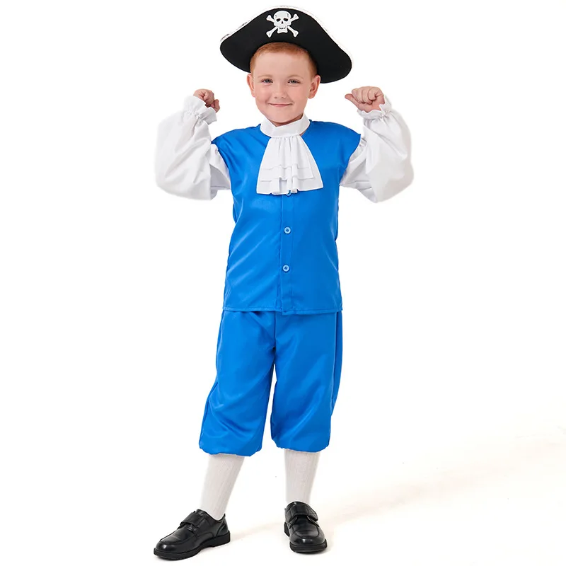 Kid Pirate Cos Cap Neckwear Top Pants 4Pcs Set Halloween Cosplay Costume Captain Medieval Navigator Sailor Clothes
Kid Pirate Cos Cap Neckwear Top Pants 4Pcs Set Halloween Cosplay Costume Captain Medieval Navigator Sailor Clothes