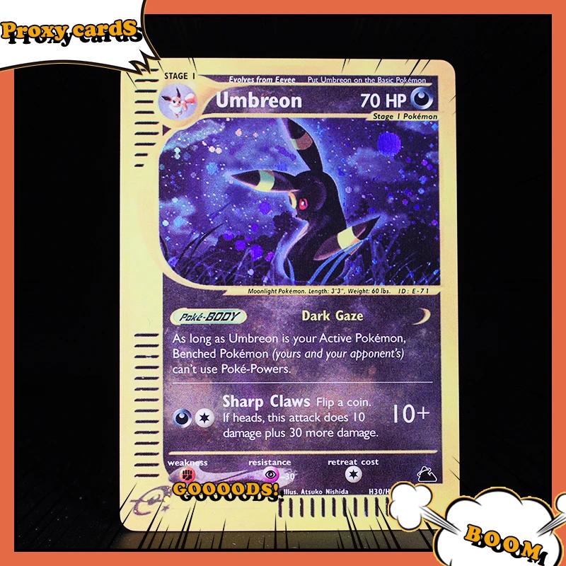 Pokémon Foil Flash Proxy Cards 1ST Edition Classic Base Entertainment Games PKM Umbreon Board Games Card Collection Toys Gift
Pokémon Foil Flash Proxy Cards 1ST Edition Classic Base Entertainment Games PKM Umbreon Board Games Card Collection Toys Gift