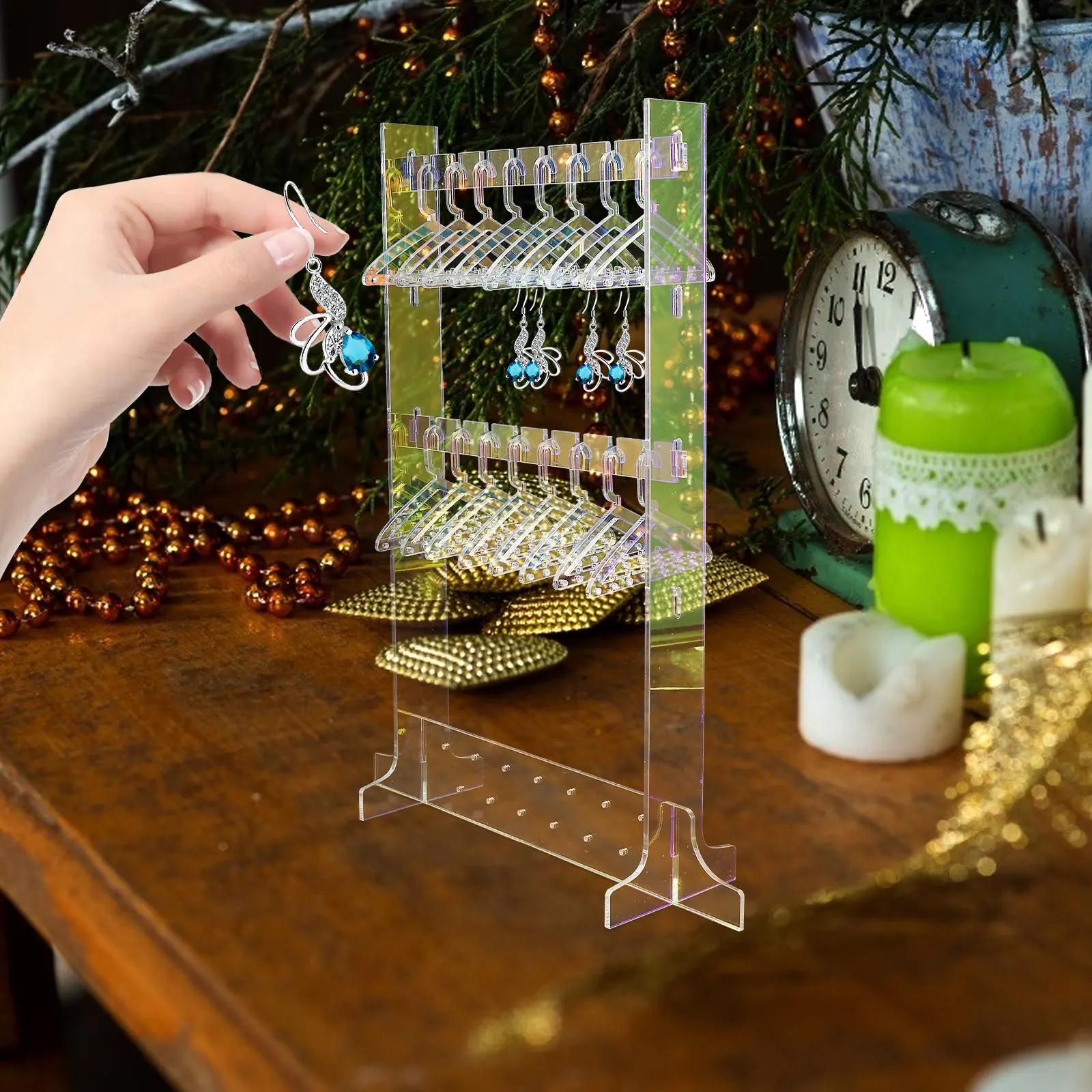 Набор из 1 подставки-держателя для серег из высокопрозрачного акрила с мини-вешалками для висячих серег, серег-гвоздиков и организации хранения ювелирных изделий
Набор из 1 подставки-держателя для серег из высокопрозрачного акрила с мини-вешалками для висячих серег, серег-гвоздиков и организации хранения ювелирных изделий