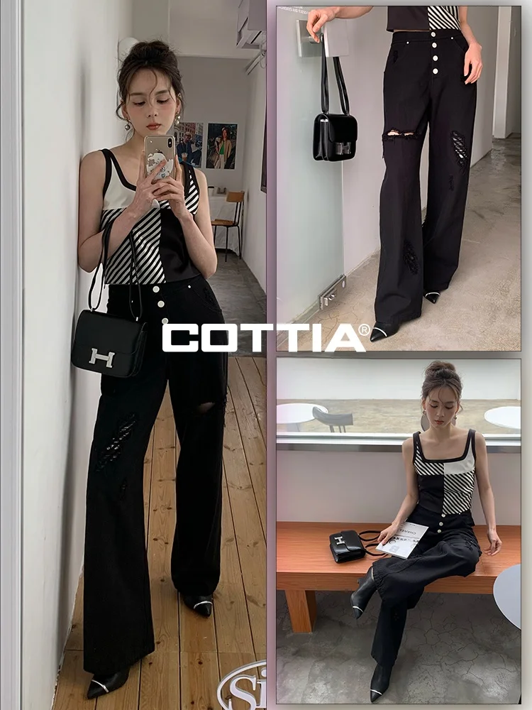 COTTIA High Waist Casual Pants Spring Summer Design Hole Worn Vintage Aosphere Slimming Long Pants Versatile Straight Leg C...
COTTIA High Waist Casual Pants Spring Summer Design Hole Worn Vintage Aosphere Slimming Long Pants Versatile Straight Leg C...