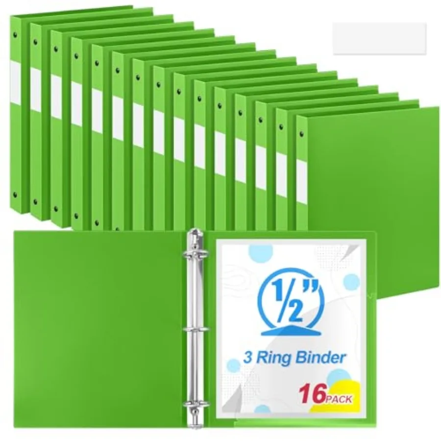 Pack 0.5 Inch Plastic 3 Ring Binder Round Ring, Bulk 1/ Flexible Binders Hold 140 Sheets Letter Size with Pocket, Document Orga
Pack 0.5 Inch Plastic 3 Ring Binder Round Ring, Bulk 1/ Flexible Binders Hold 140 Sheets Letter Size with Pocket, Document Orga