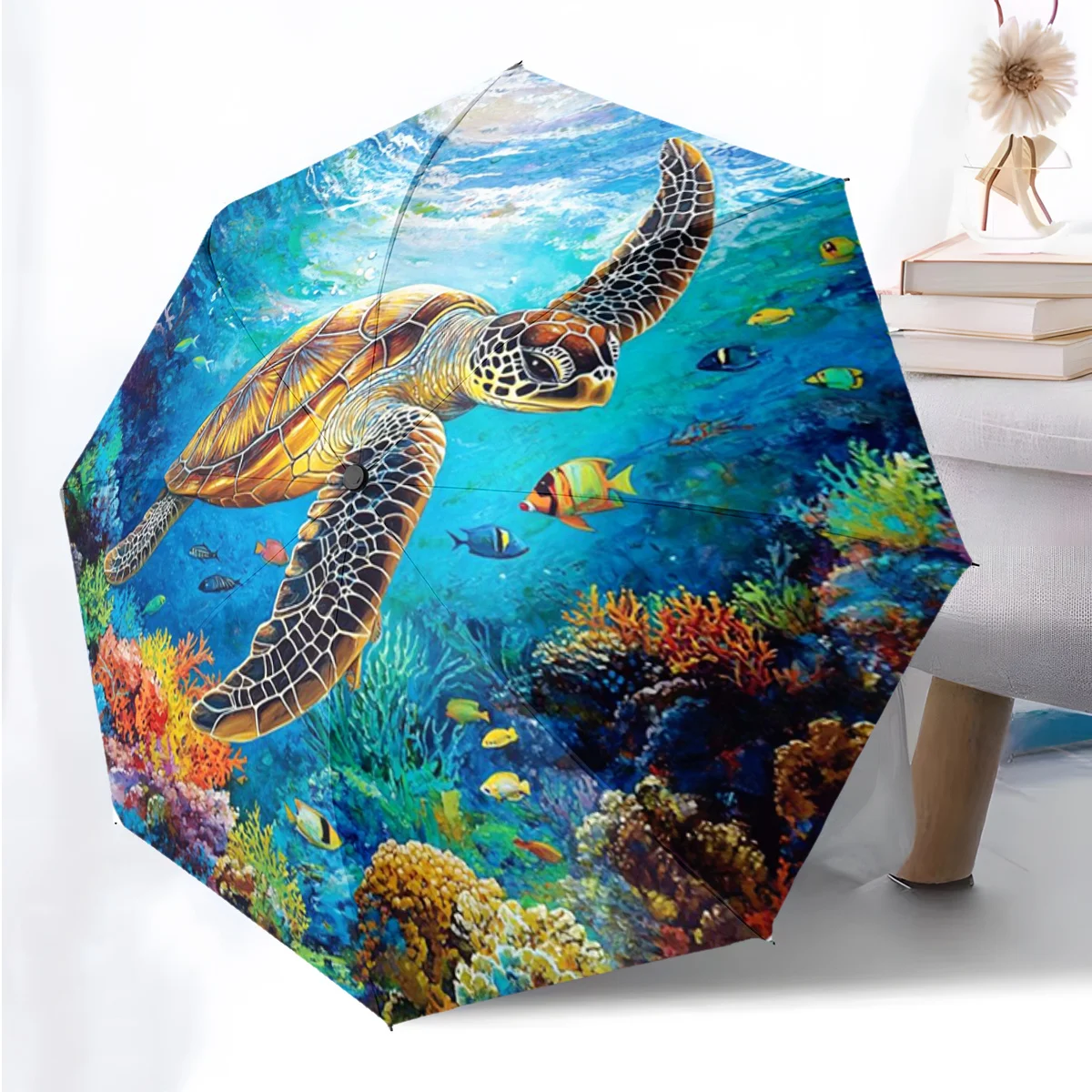 1pc Automatic Folding Umbrella with Turtle in the Ocean Print - 8-Rib Self-Opening & Closing, Portable Compact Travel Umbrella
1pc Automatic Folding Umbrella with Turtle in the Ocean Print - 8-Rib Self-Opening & Closing, Portable Compact Travel Umbrella