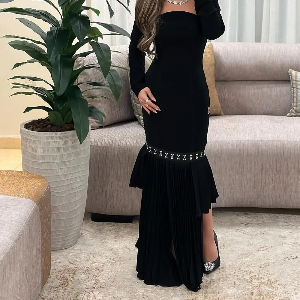 Ruched Crystal Pleats Sweep Train Elegant and High Quality Long Sleeves Velour Boat Neck Floor Length Mermaid Prom Dress 2024
Ruched Crystal Pleats Sweep Train Elegant and High Quality Long Sleeves Velour Boat Neck Floor Length Mermaid Prom Dress 2024