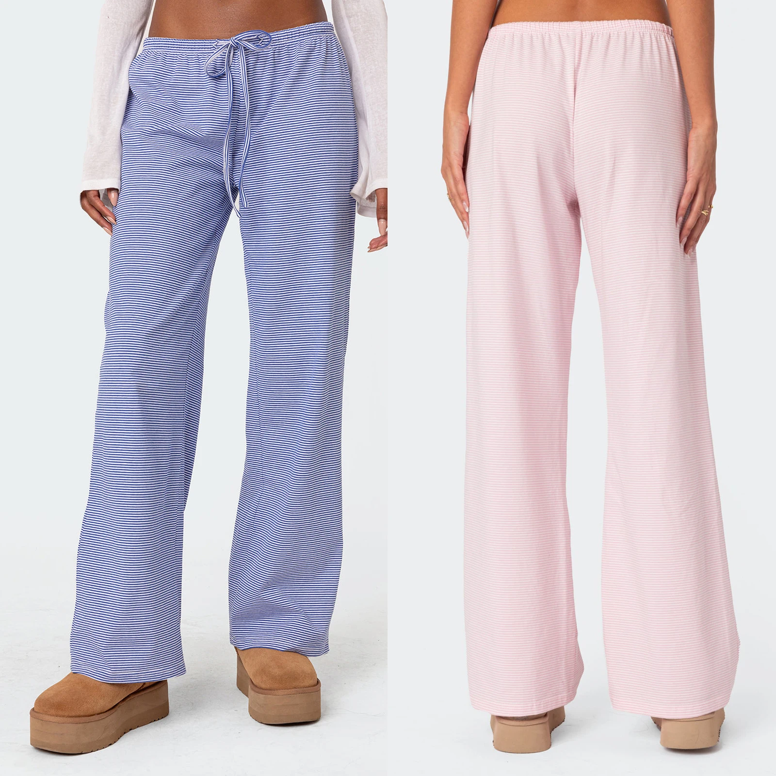 Women Striped Pajama Pants Elastic Waist Tie-up Loose Lounge Pants Fall Sleepwear
Women Striped Pajama Pants Elastic Waist Tie-up Loose Lounge Pants Fall Sleepwear
