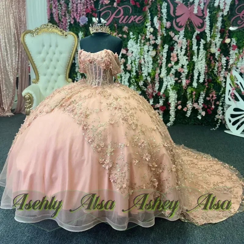 Pink Off The Shoulder Beading Crystal Quinceanera Dresses Ball Gown 3D Flowers Gold Appliques Lace Sweet 15 Vestidos De XV Anos
Pink Off The Shoulder Beading Crystal Quinceanera Dresses Ball Gown 3D Flowers Gold Appliques Lace Sweet 15 Vestidos De XV Anos