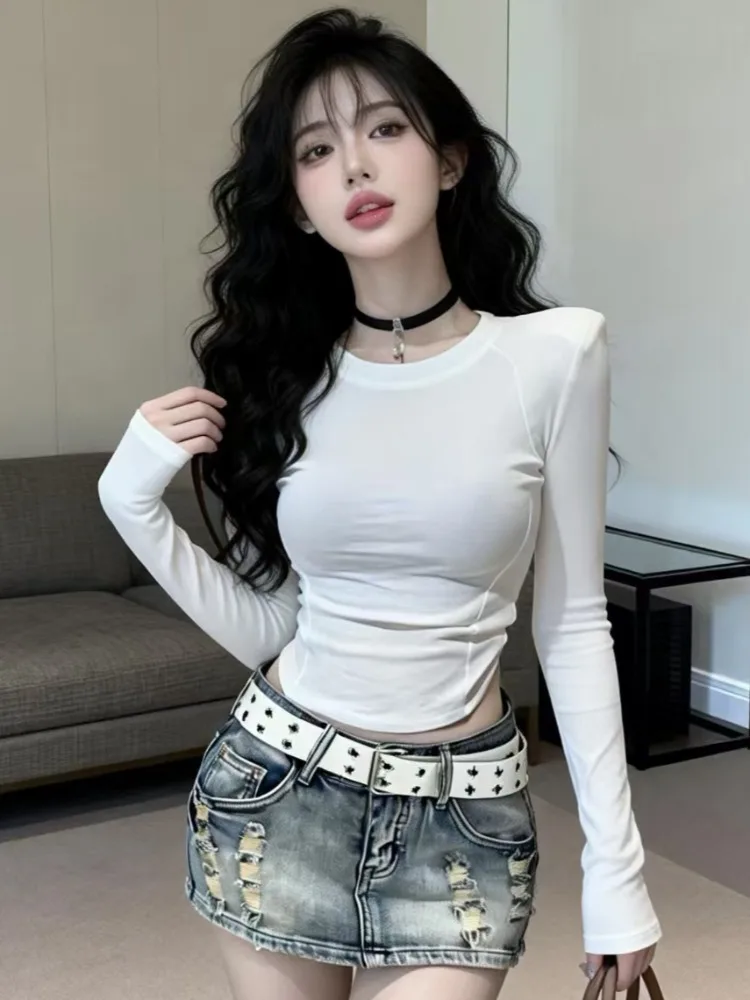 Elegant Pure Desire Long Sleeve T-Shirt Women's Spring Autumn New Style Waist Cinched Short Top Mesh Splicing Back View Design
Elegant Pure Desire Long Sleeve T-Shirt Women's Spring Autumn New Style Waist Cinched Short Top Mesh Splicing Back View Design