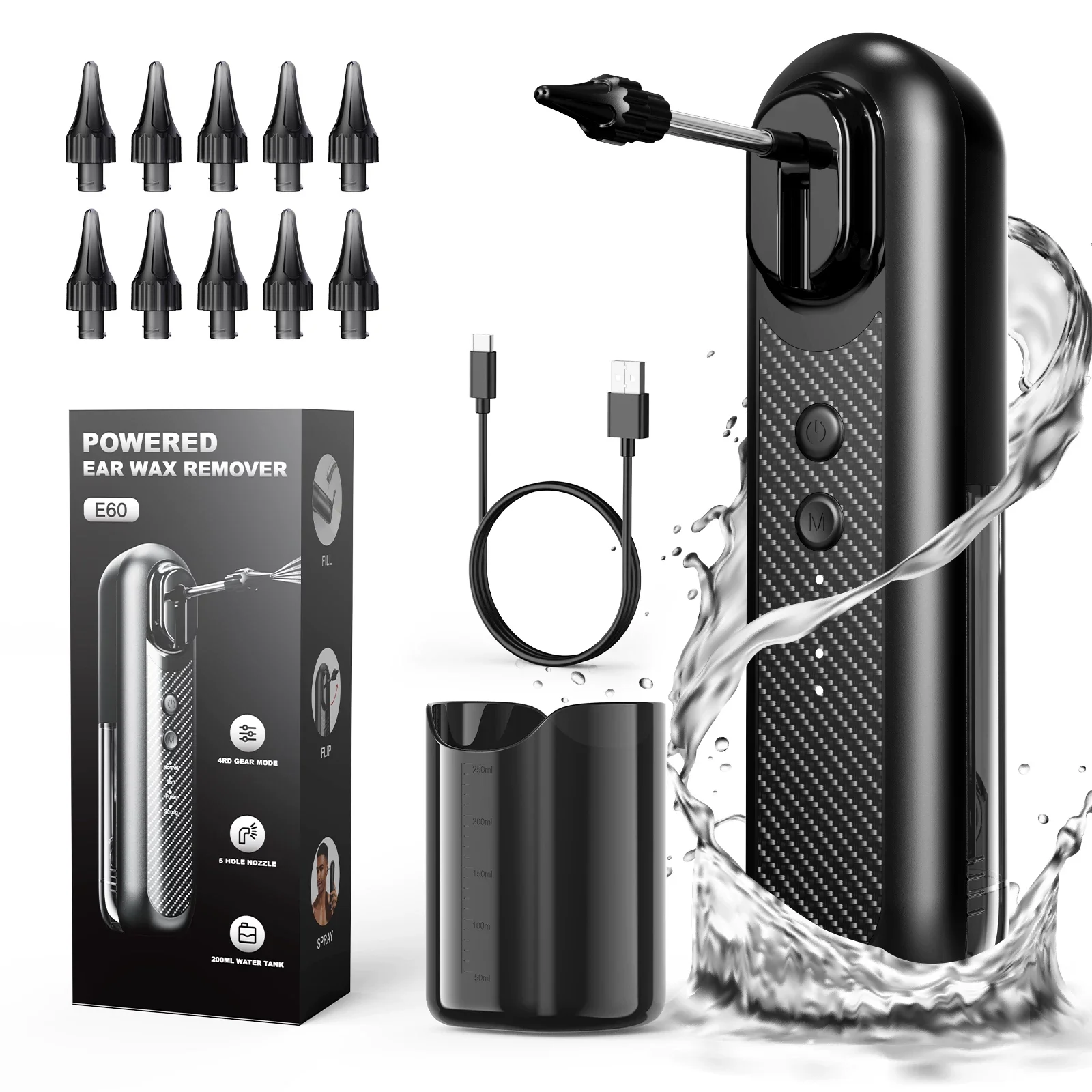 Electric Ear Wax Removal Kit with Soft Spray Safe and Effective Ear Cleaner Pressure Settings for Earwax Irrigation Tool
Electric Ear Wax Removal Kit with Soft Spray Safe and Effective Ear Cleaner Pressure Settings for Earwax Irrigation Tool