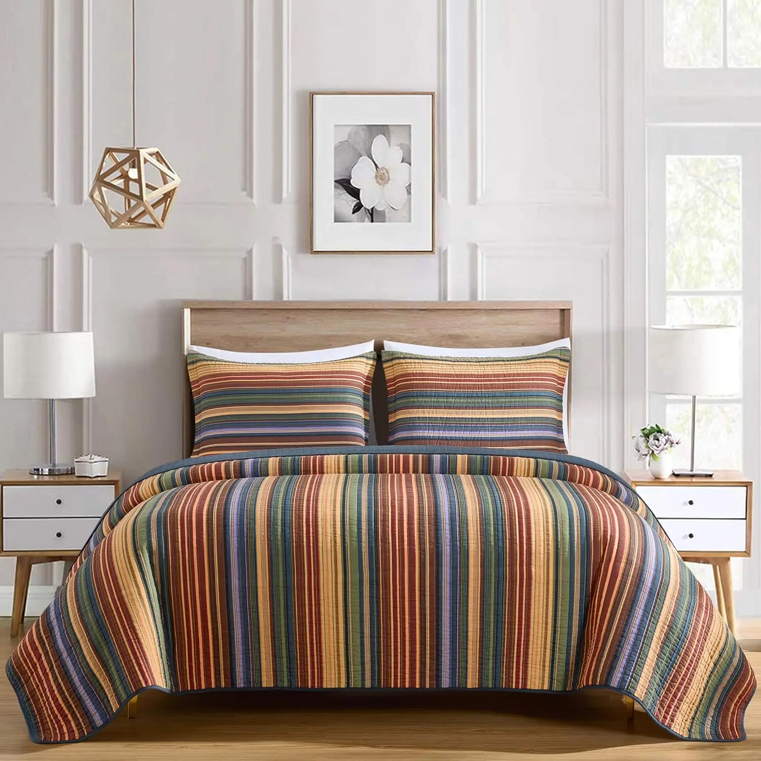 Twin Size Multi-Color Striped 100% Cotton Quilt Set with 2 Pieces
Twin Size Multi-Color Striped 100% Cotton Quilt Set with 2 Pieces