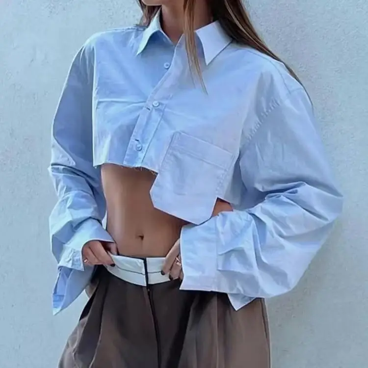 Women's Autumn Pocket Style Short Sved Shirt Rough Texture Long Sleeve Simple Design Fashionable Casual Ladies' Blouse
Women's Autumn Pocket Style Short Sved Shirt Rough Texture Long Sleeve Simple Design Fashionable Casual Ladies' Blouse